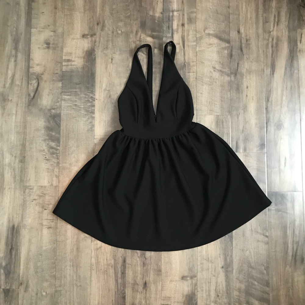 Forever21 deep V black dress